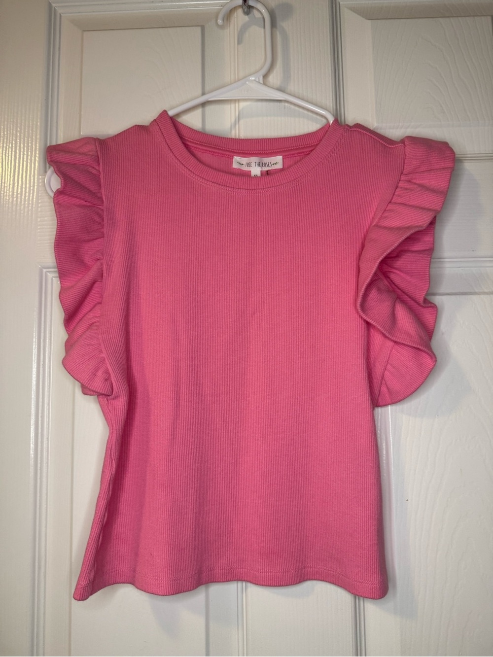 Free the Roses Hot Pink Ruffle Sleeve Crop Top